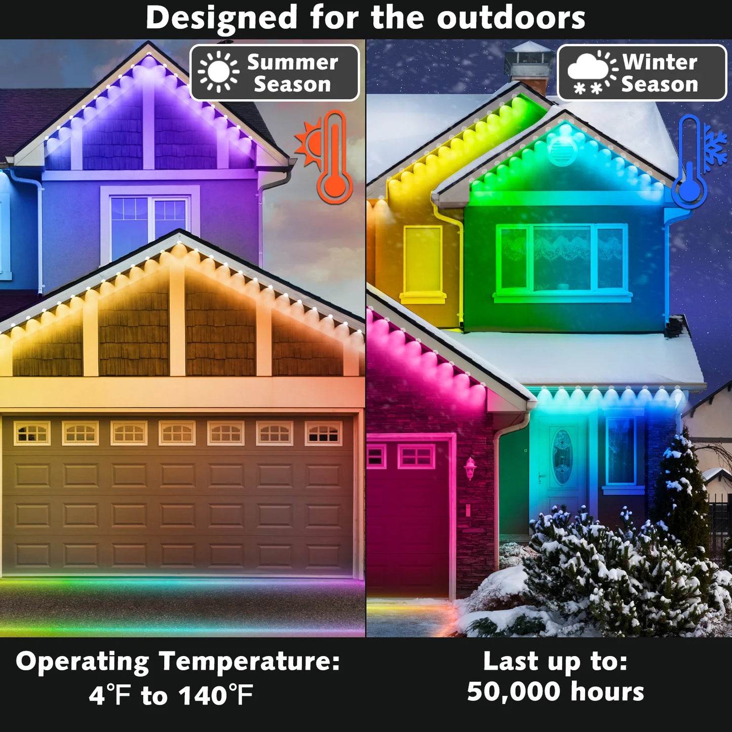 AILBTON RGB Outdoor LED String Lights With App