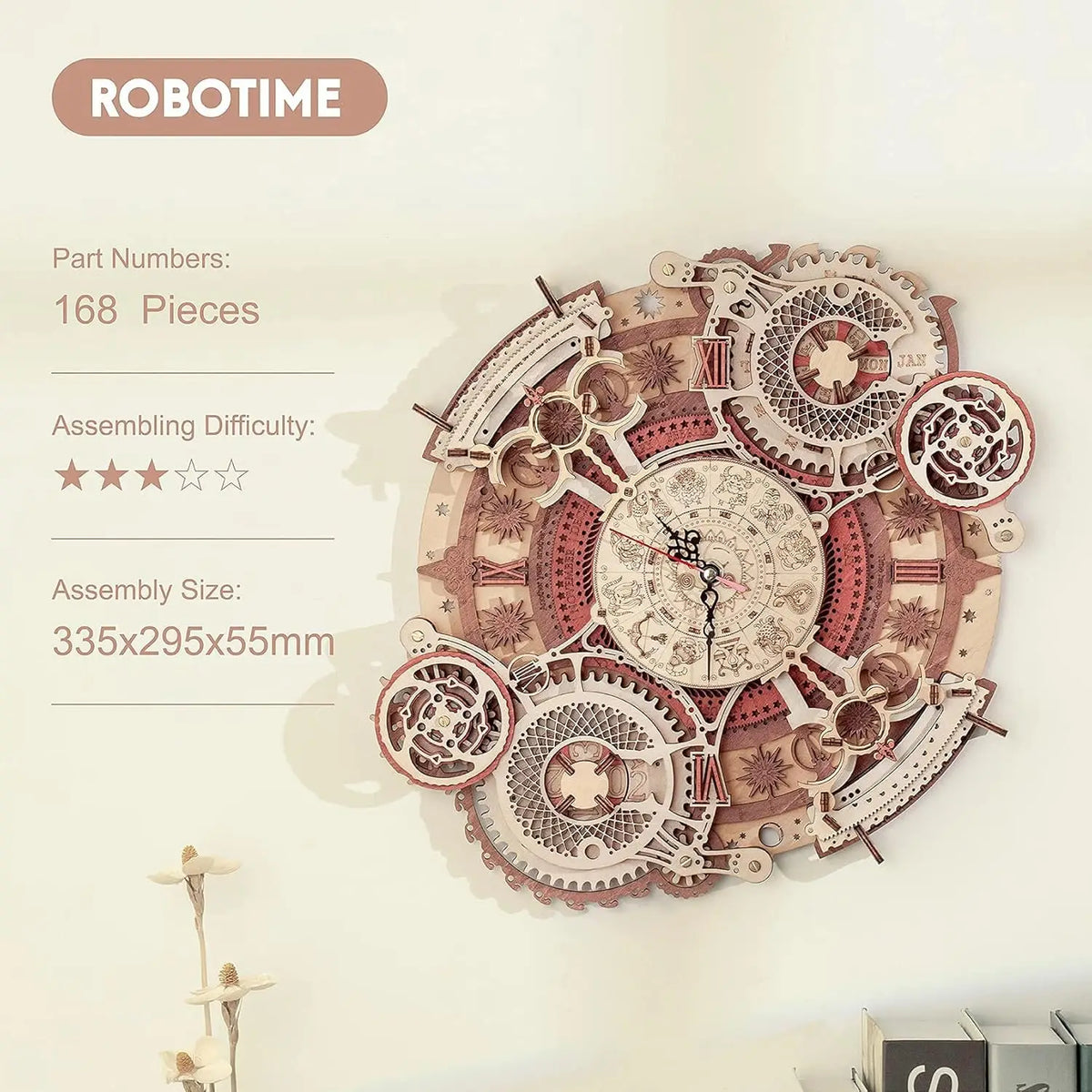 Robotime 3D Wooden Mechanical Wall Clock Puzzle