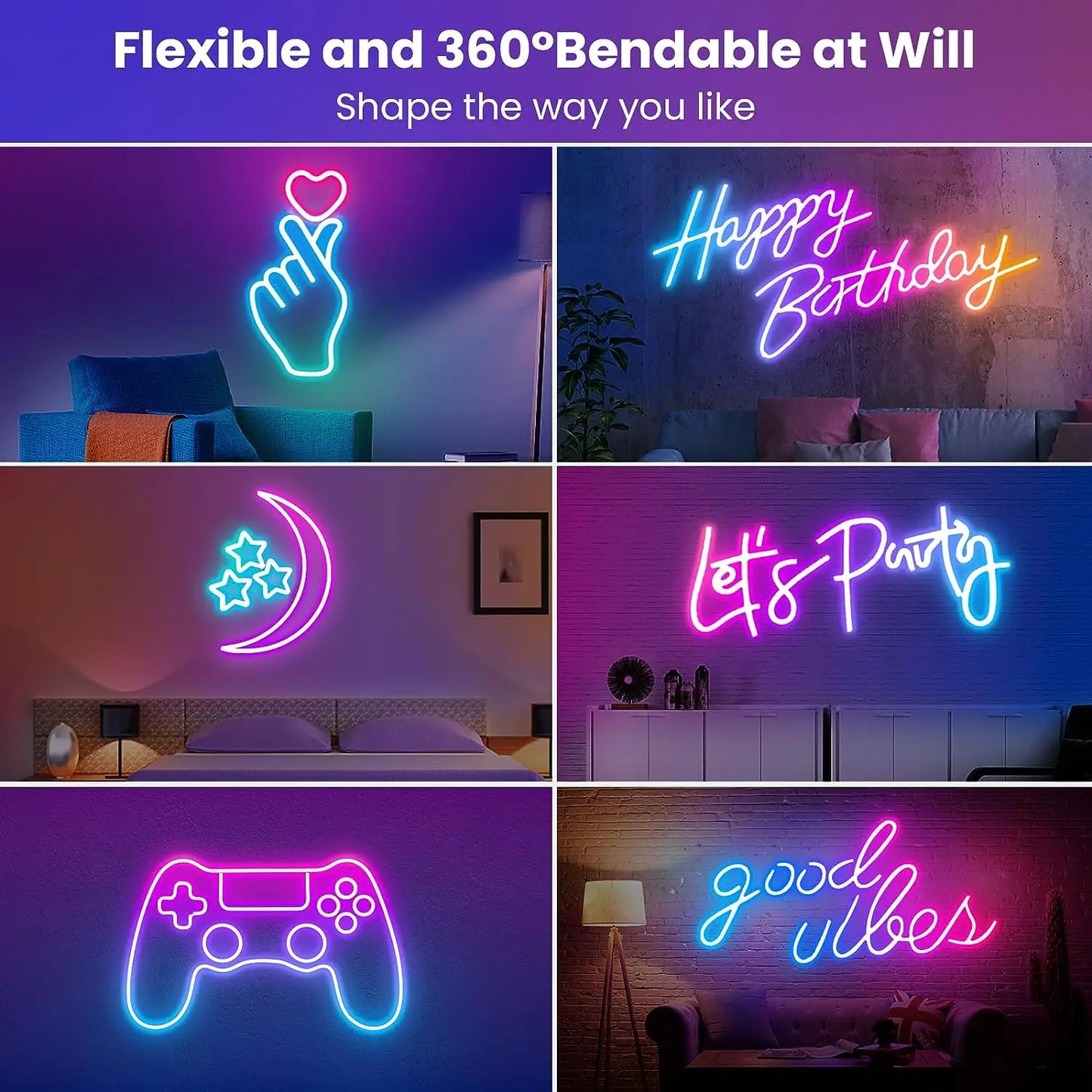 Aiopp Smart LED RGB Neon Strip Light WiFi Alexa