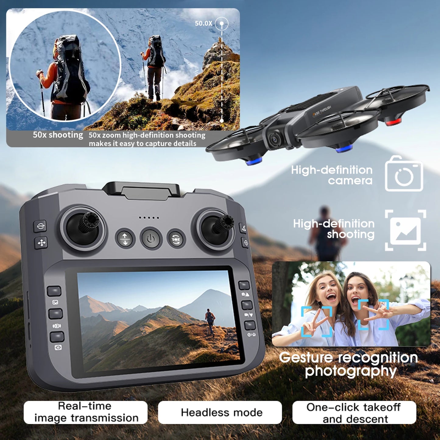 Foldable Drone With Dual Cameras Optical Flow Positioning