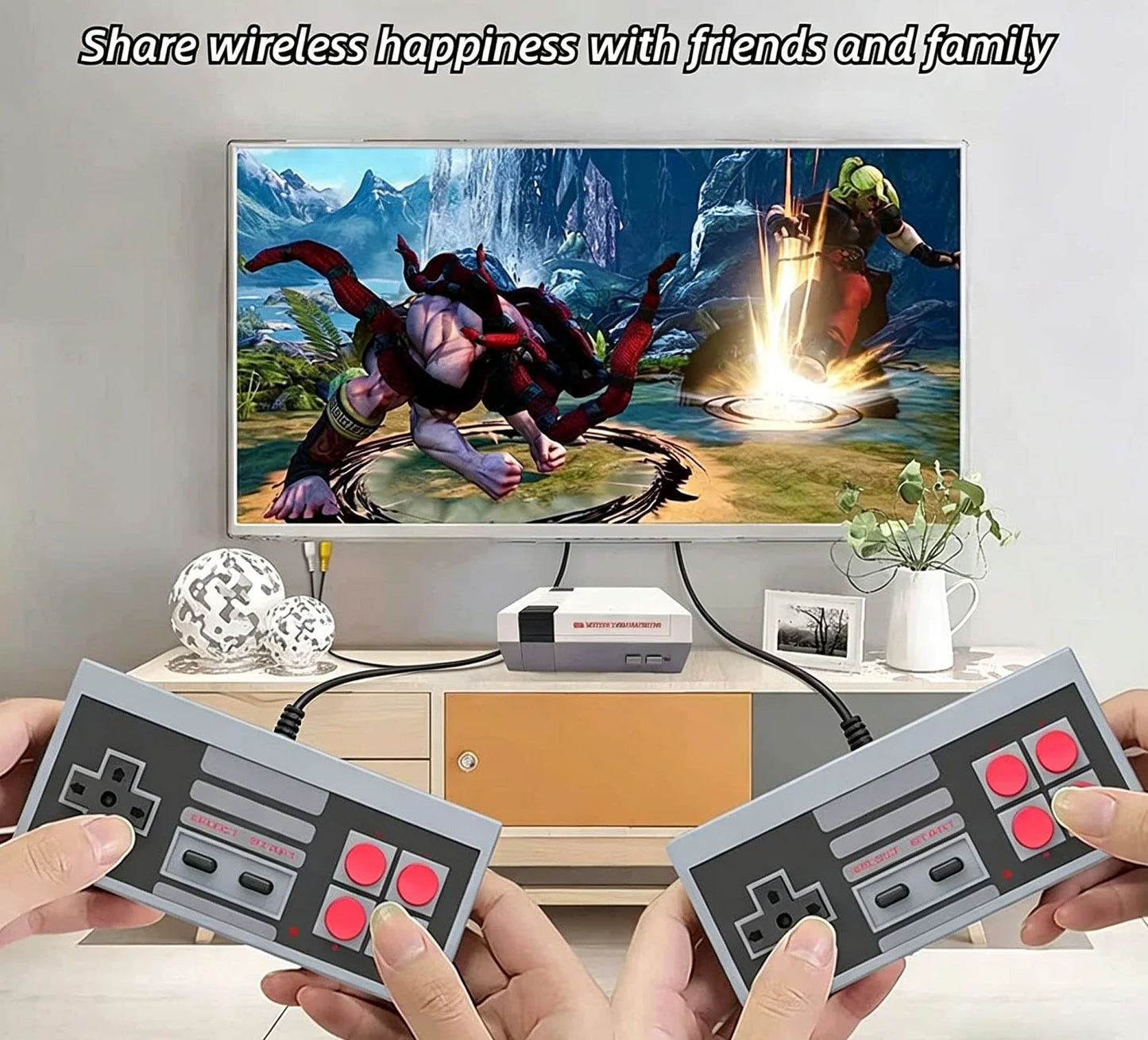 Retro Game Console With AV Output And Wired Controllers