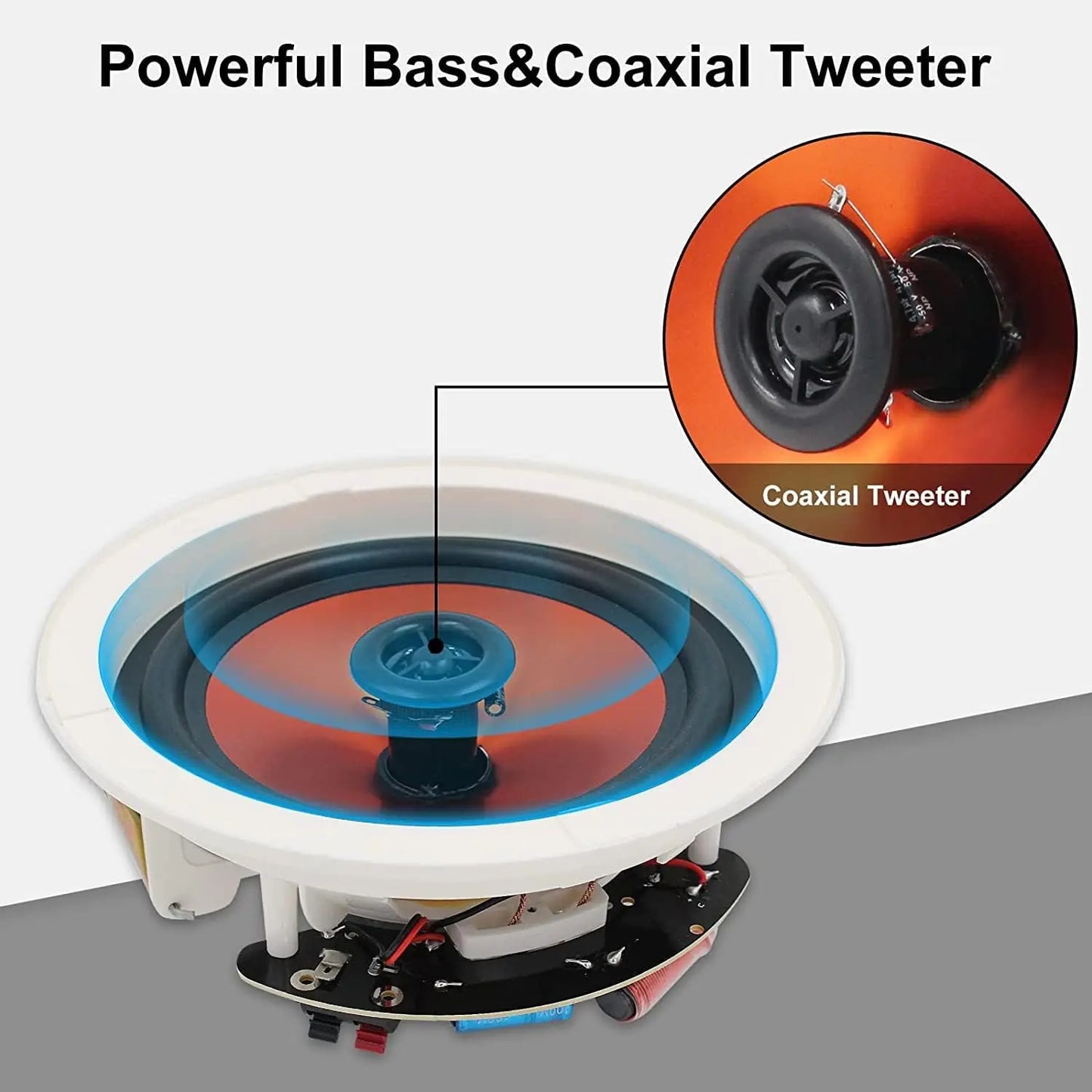 Herdio 600W Bluetooth Ceiling Speakers Two Way Dome Tweeter