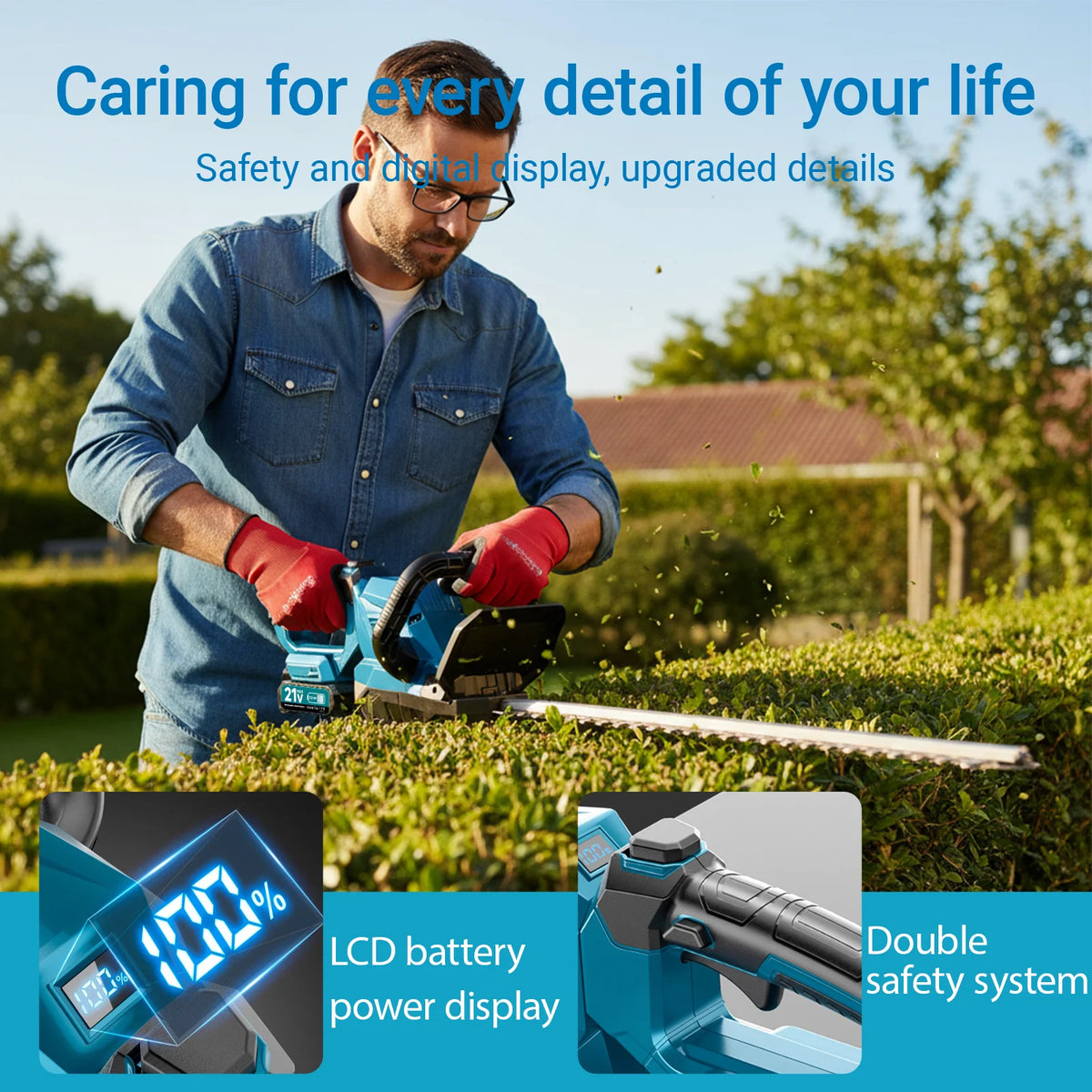 XYSD Cordless Hedge Trimmer With Rotatable Head