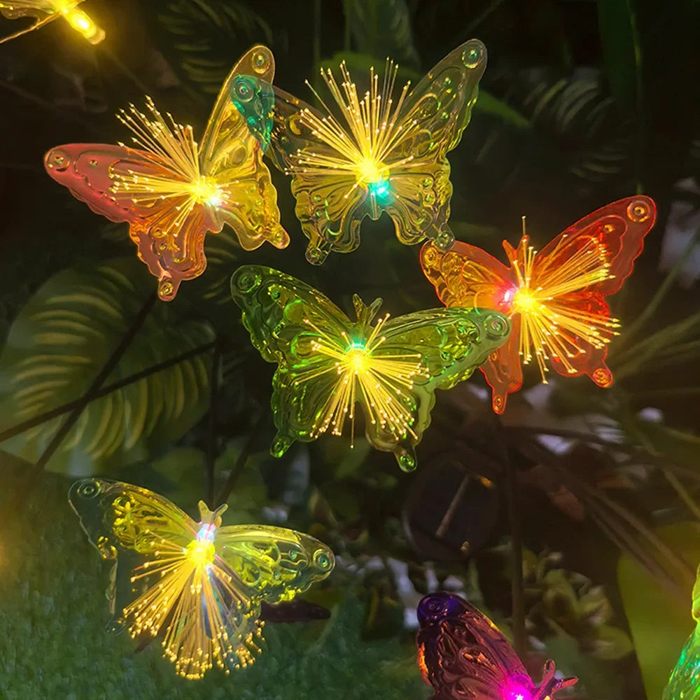 Solar LED Fiber Optic Butterfly Light 6 Head Garden