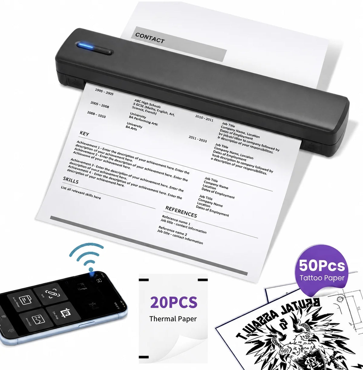 POLONO Portable Wireless Thermal Printer for Documents