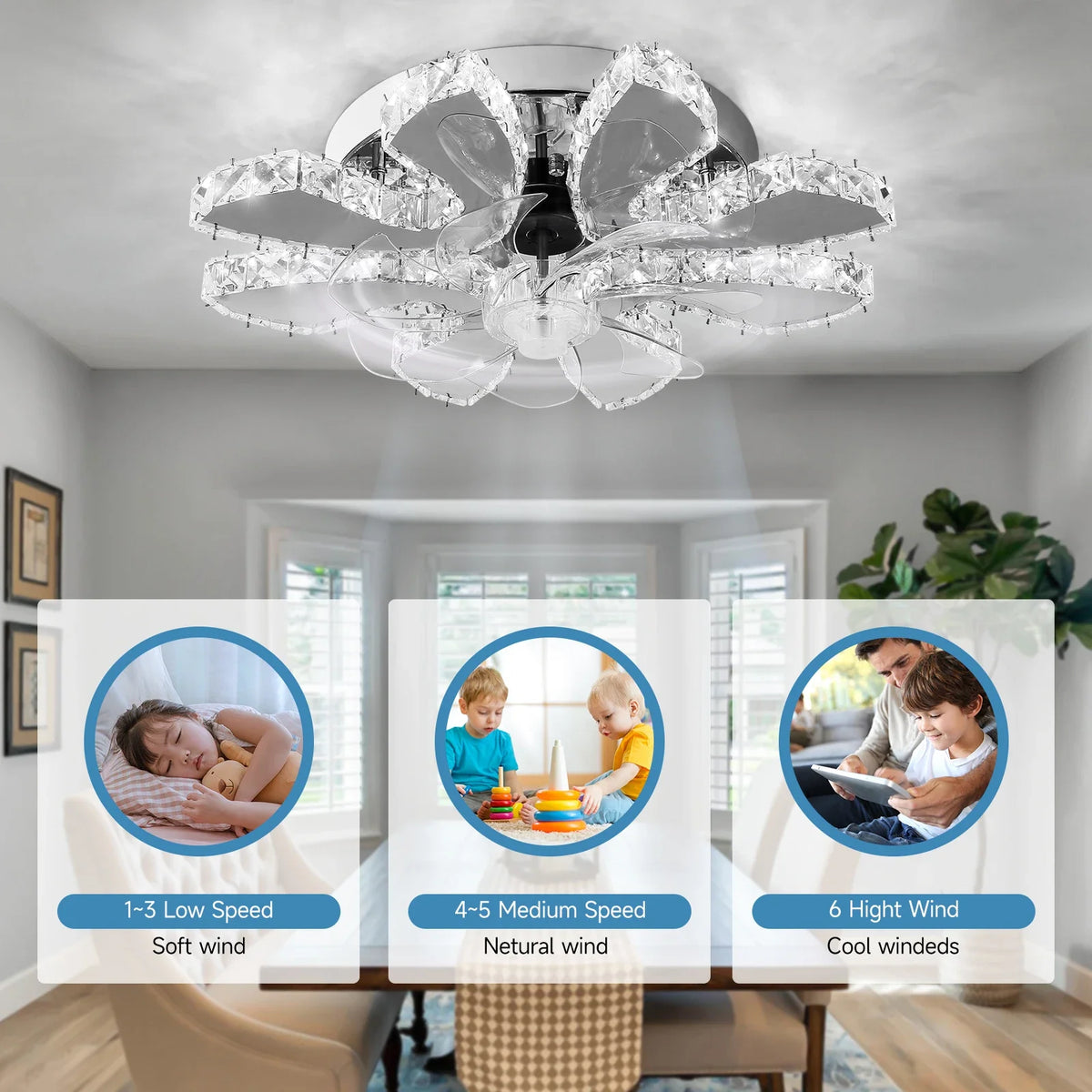GreeLustr Smart Led Ceiling Fan Chandelier