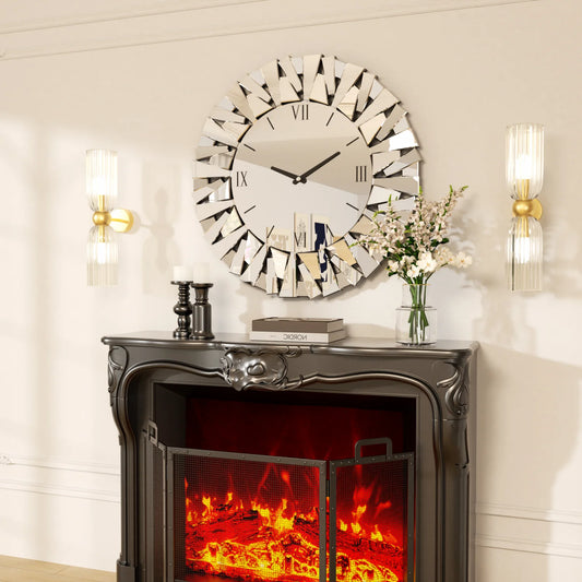 Modern Silent Wall Clock With Beveled Glass Edge