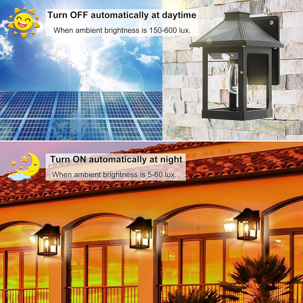 Solar Powered Wall Lanterns With Motion Sensor Dusk To Dawn