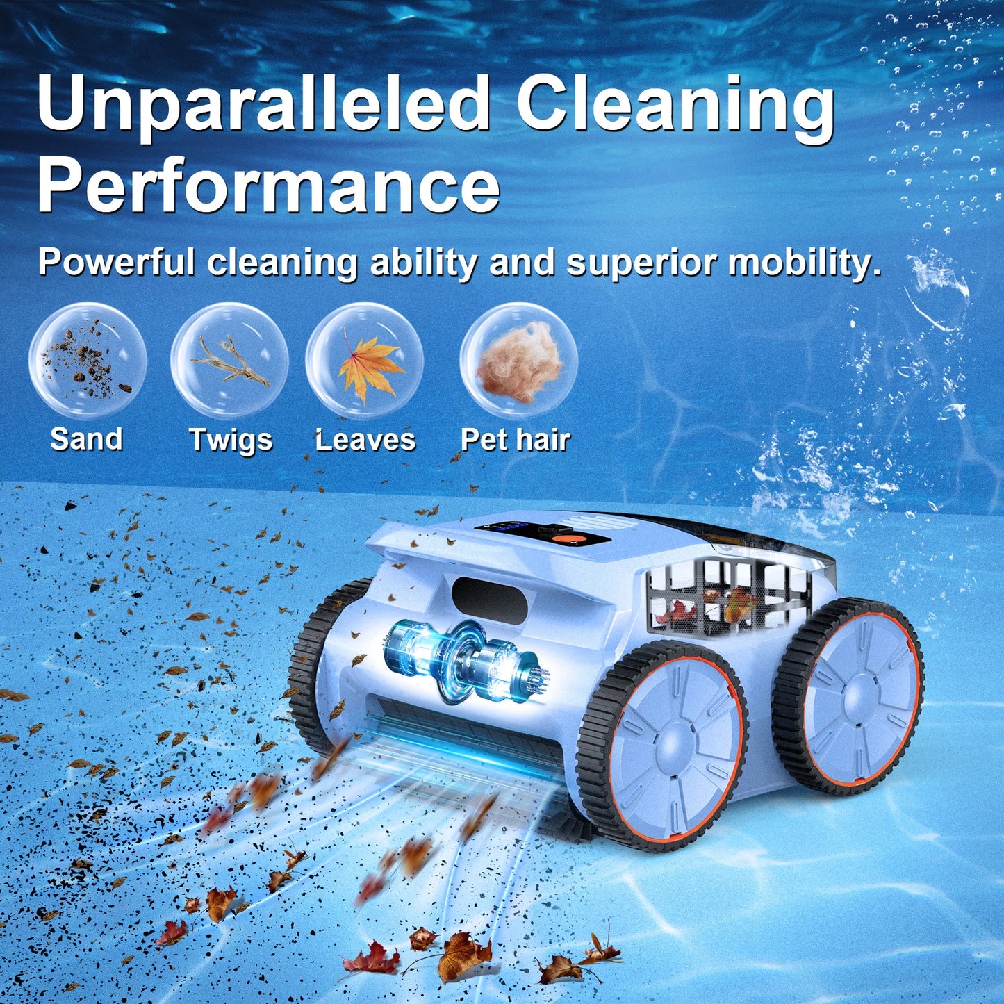 SEAUTO SAT20 Pool Vacuum Up to 180 Mins Run Time, Robotic Pool Cleaner Above Ground for Inground Pools up to 2000 Sq.ft