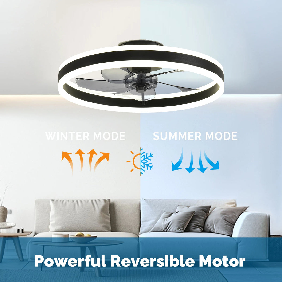 Orison LED Ceiling Fan With Remote Control Flush Mount