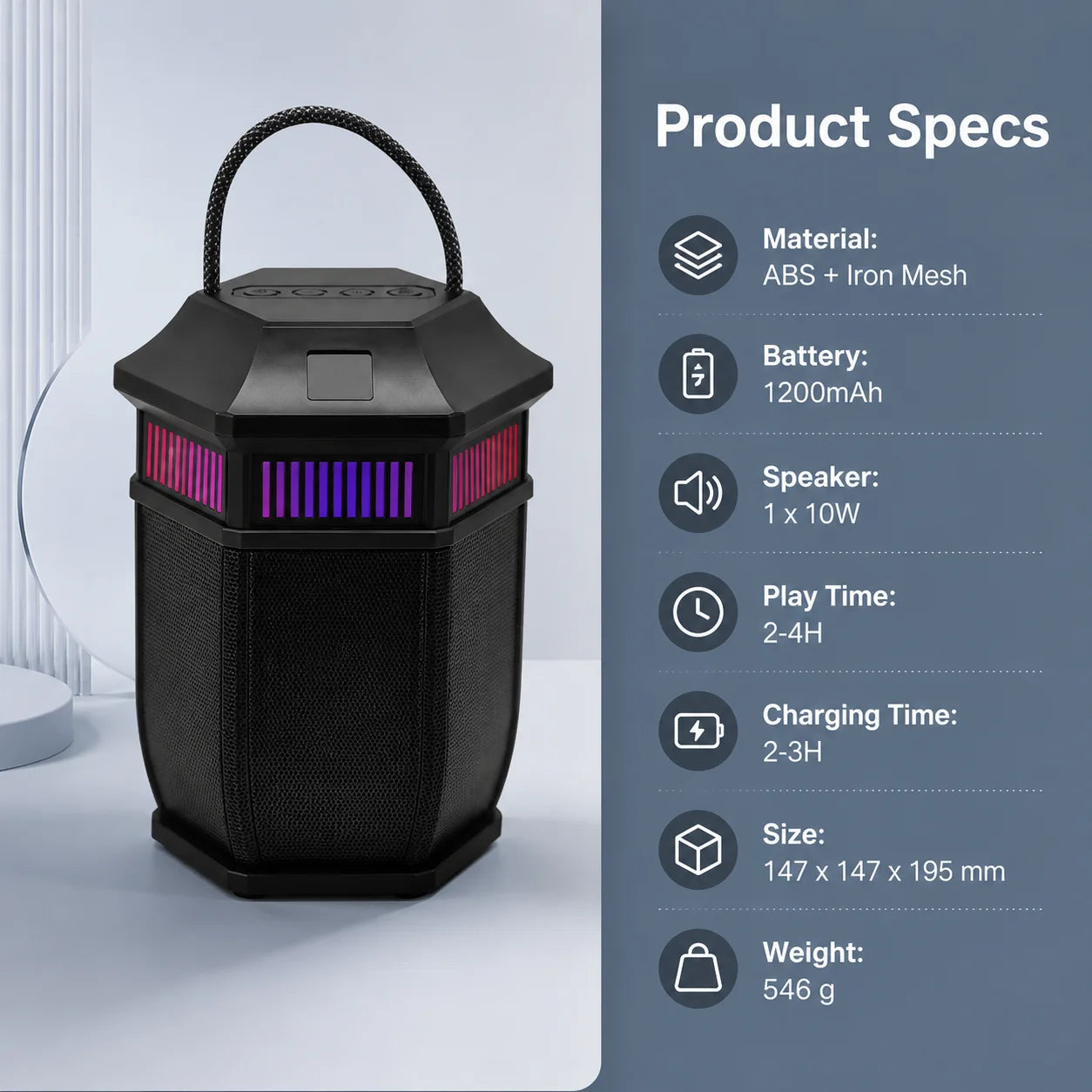 Portable Bluetooth Lantern Speaker 10W RGB Lighting Modes