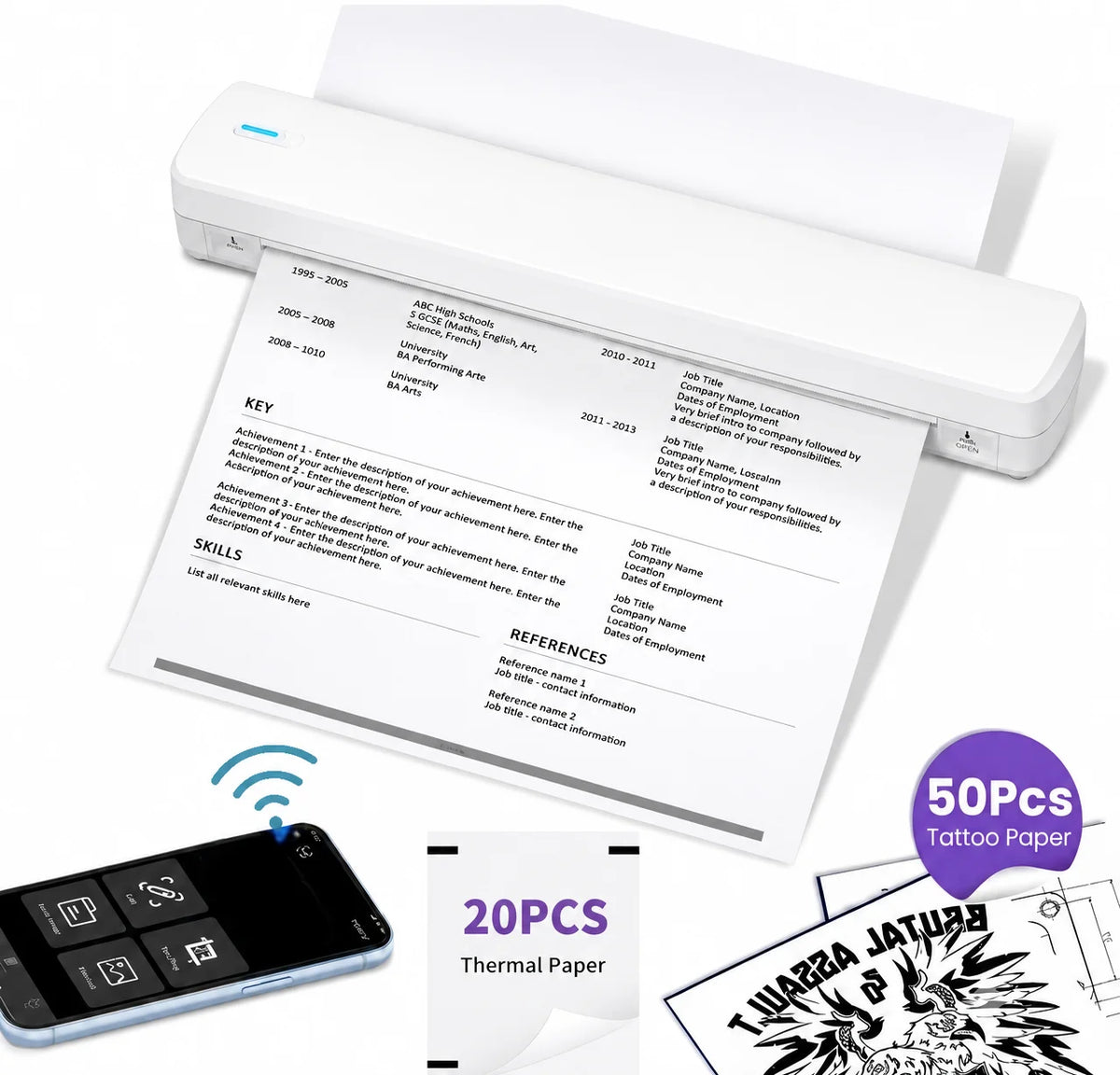 POLONO Portable Wireless Thermal Printer for Documents