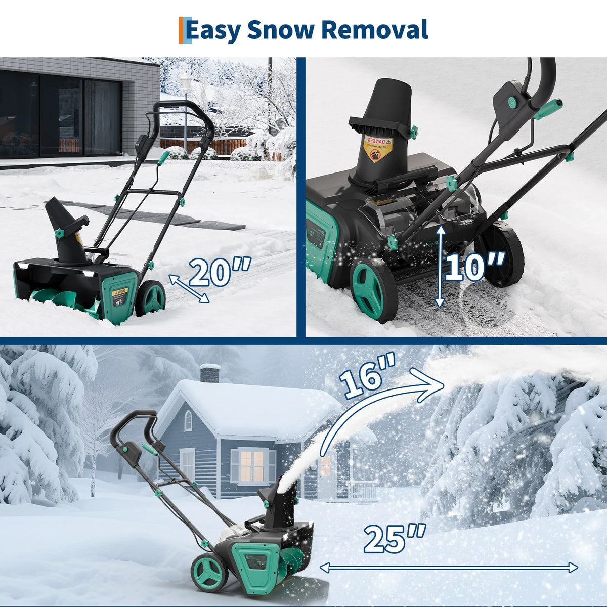 Electric Snow Blower With Brushless Motor And Safety Lock
