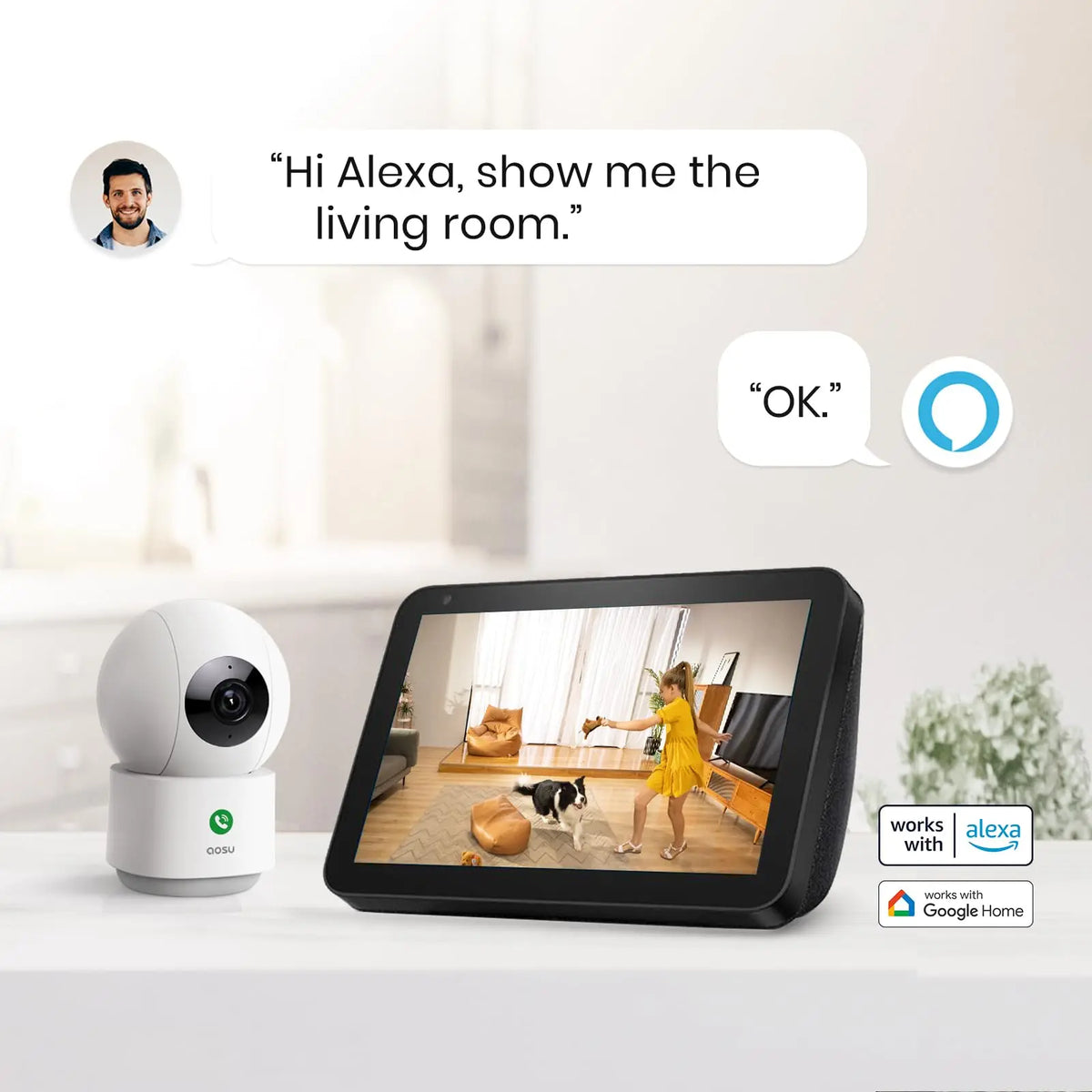 AOSU 3MP Indoor Wireless Baby Monitor Security Camera