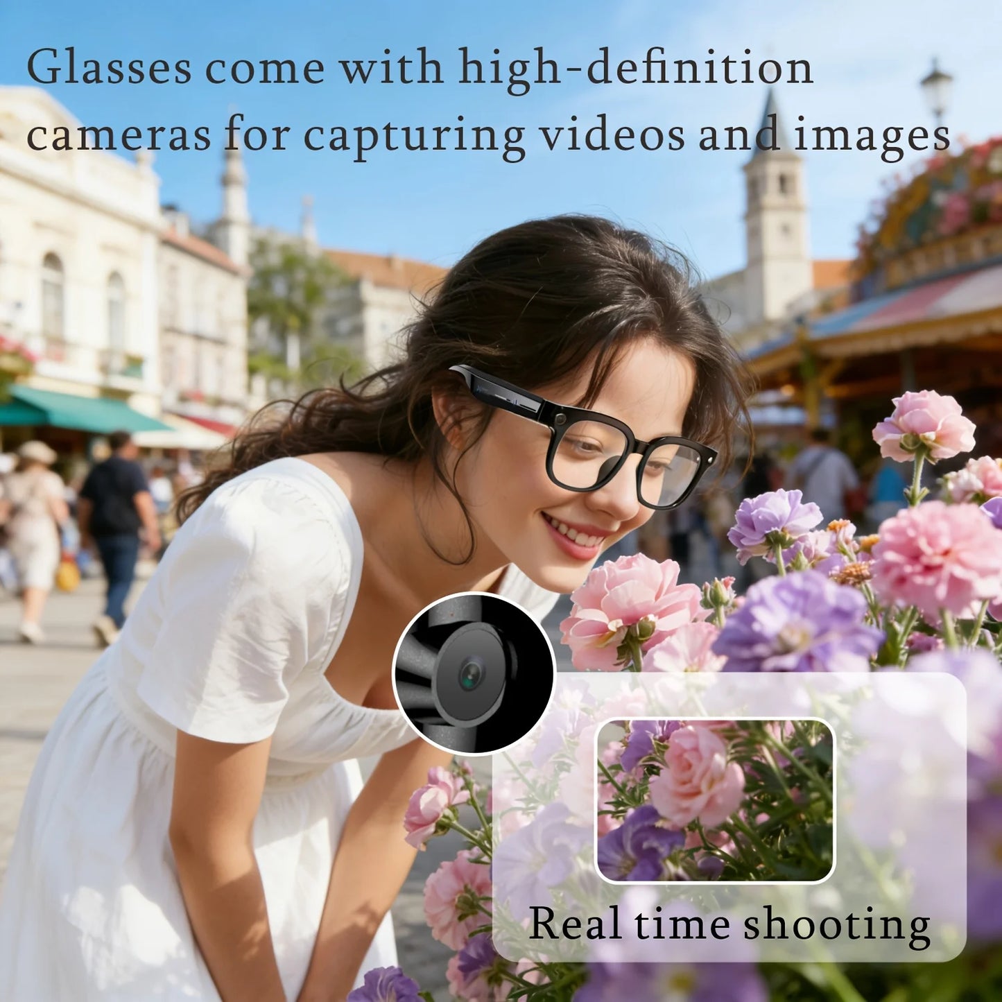 SENBONO AI Smart Glasses With 200W Pixel Camera Translator
