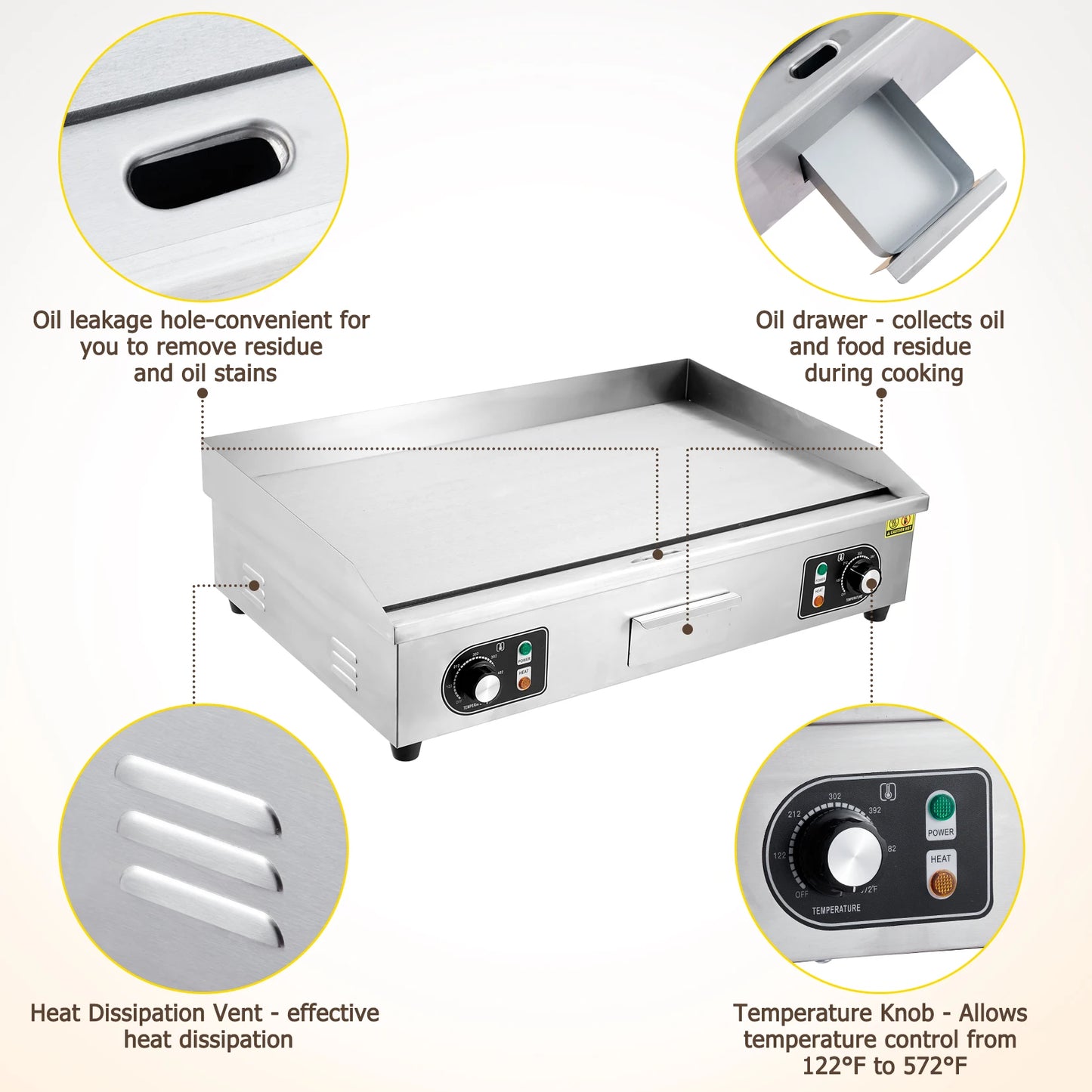 Adoolla 1500W Commercial Electric Grill Nonstick Teppanyaki