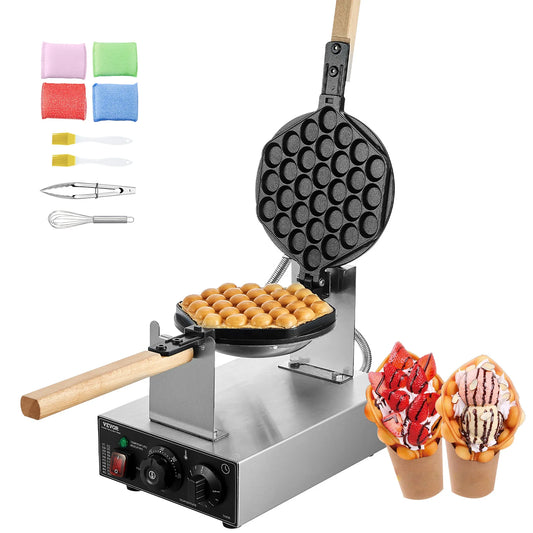 VEVOR Commercial Egg Bubble Waffle Maker With Rotating Pans