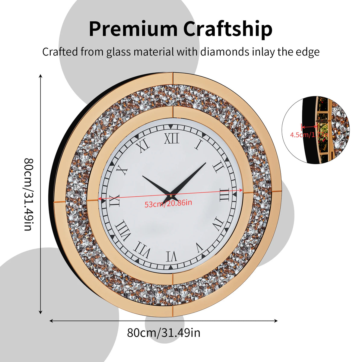 Crystal Sparkle Mirror Wall Clock