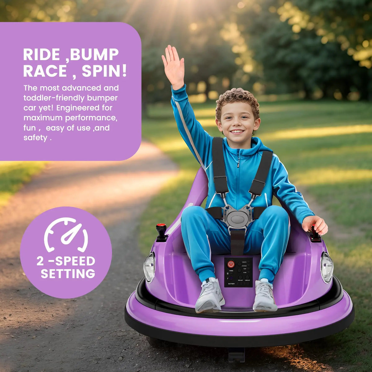 HiMiss Kids Electric Bumper Car Ride On Toy