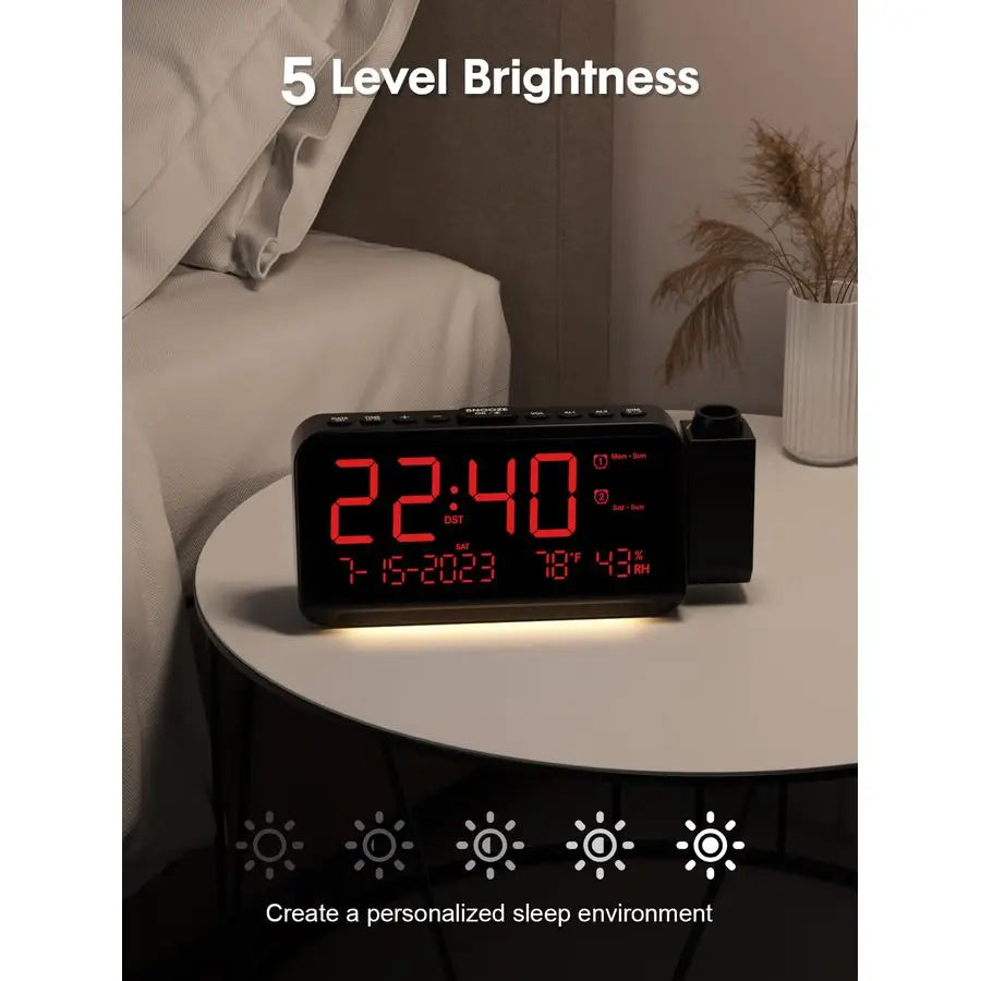 Projection Alarm Clock With Ceiling Projector And Alarms