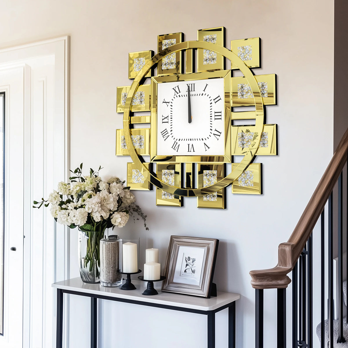 Decorative Quartz Wall Clock With Roman Numerals