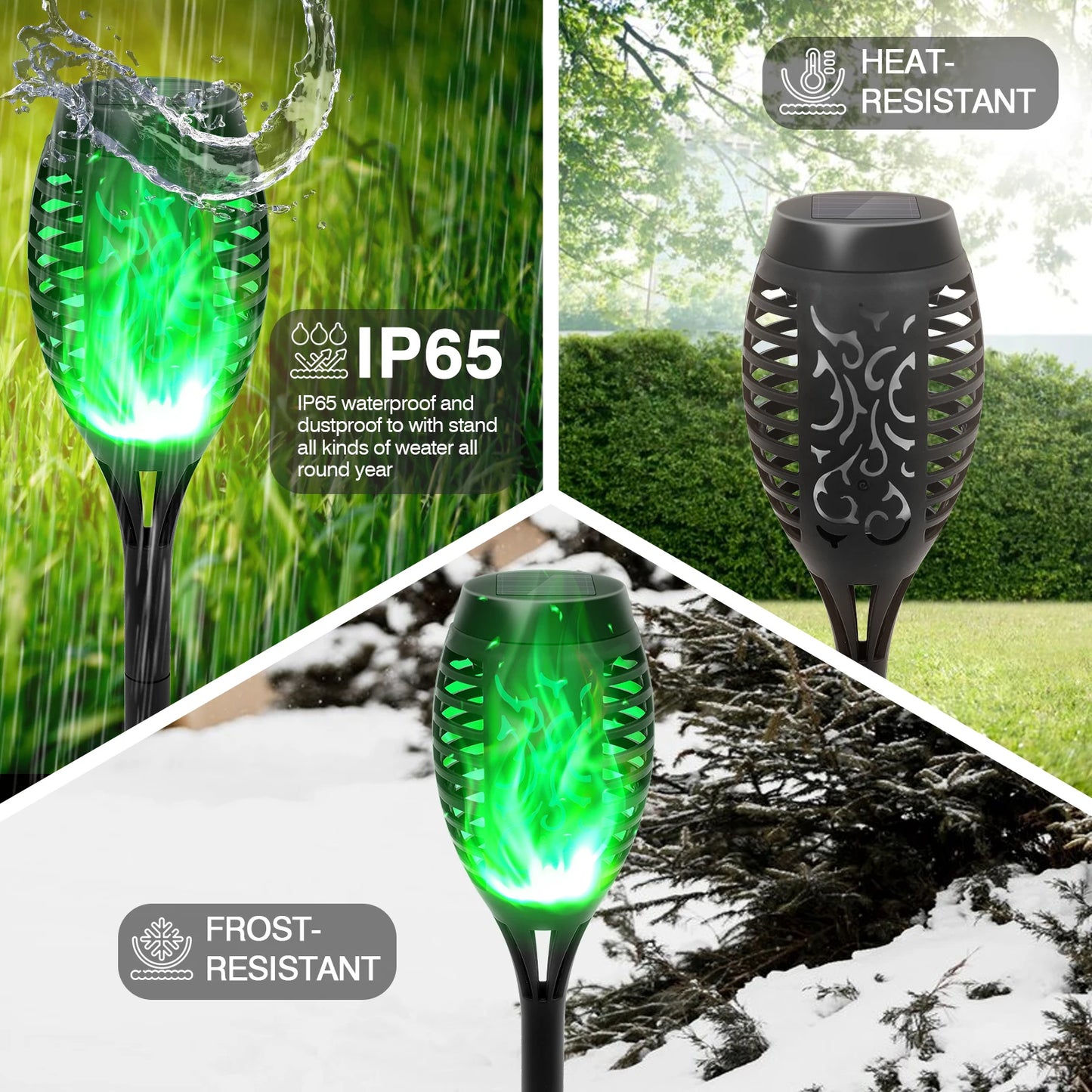 Solar Flame Torch Lamp Waterproof for Garden and Lawn