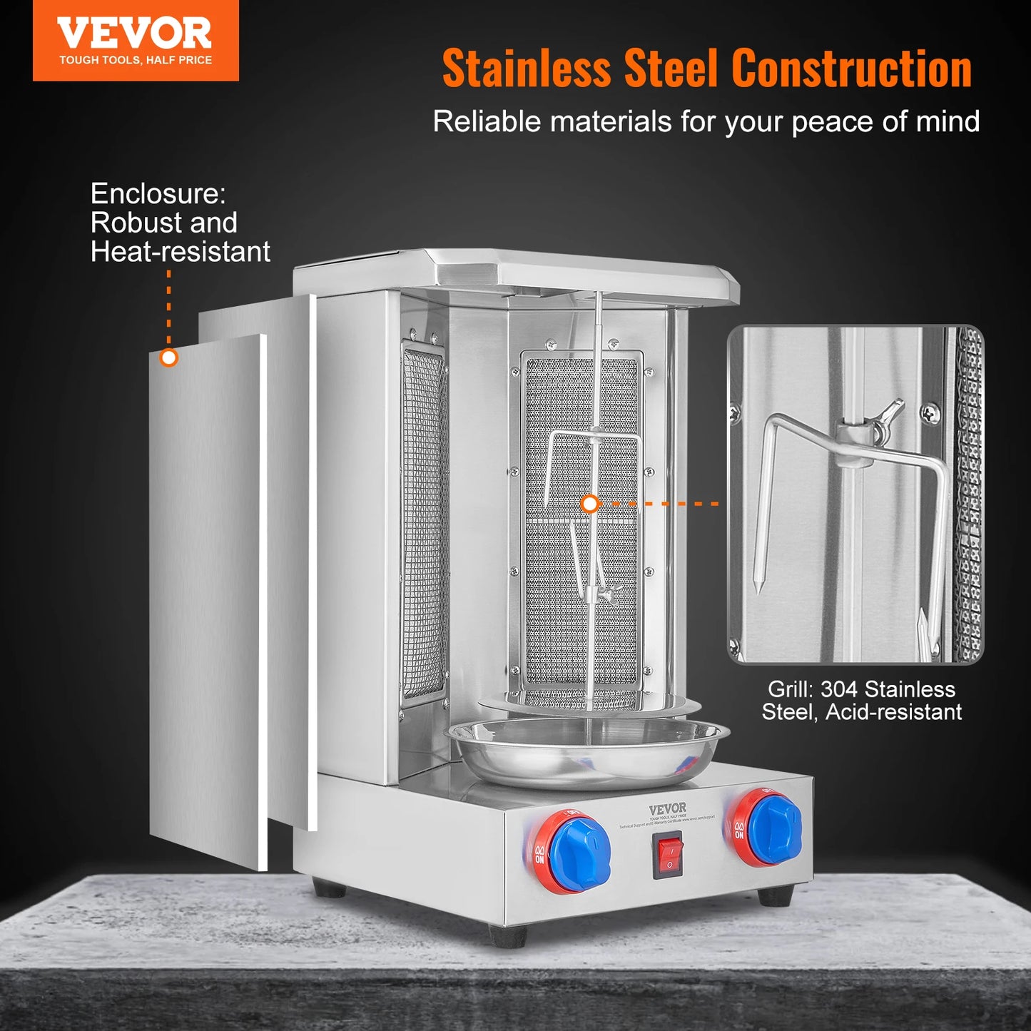 SucceBuy Shawarma Grill Machine Vertical Gas Rotisserie