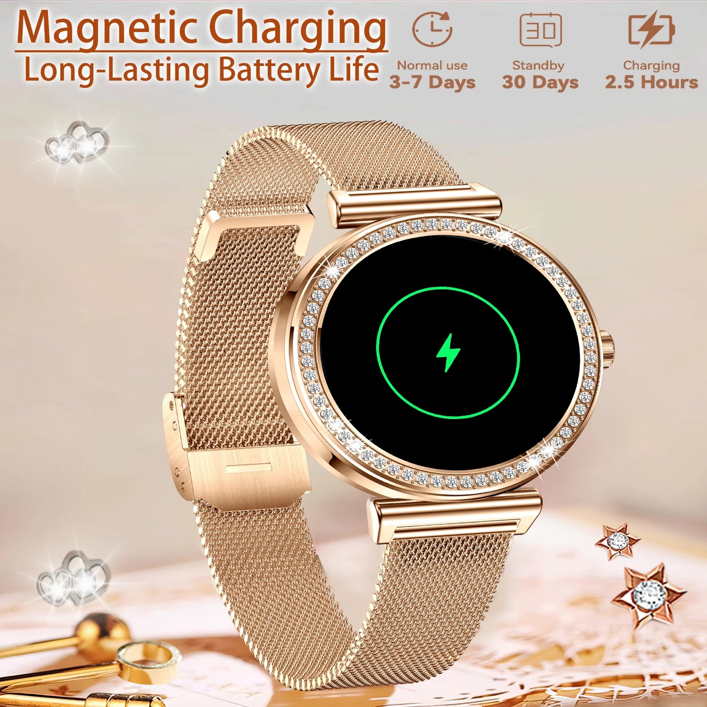 Women Smart Watch Wireless Calls Touchscreen iPhone Android
