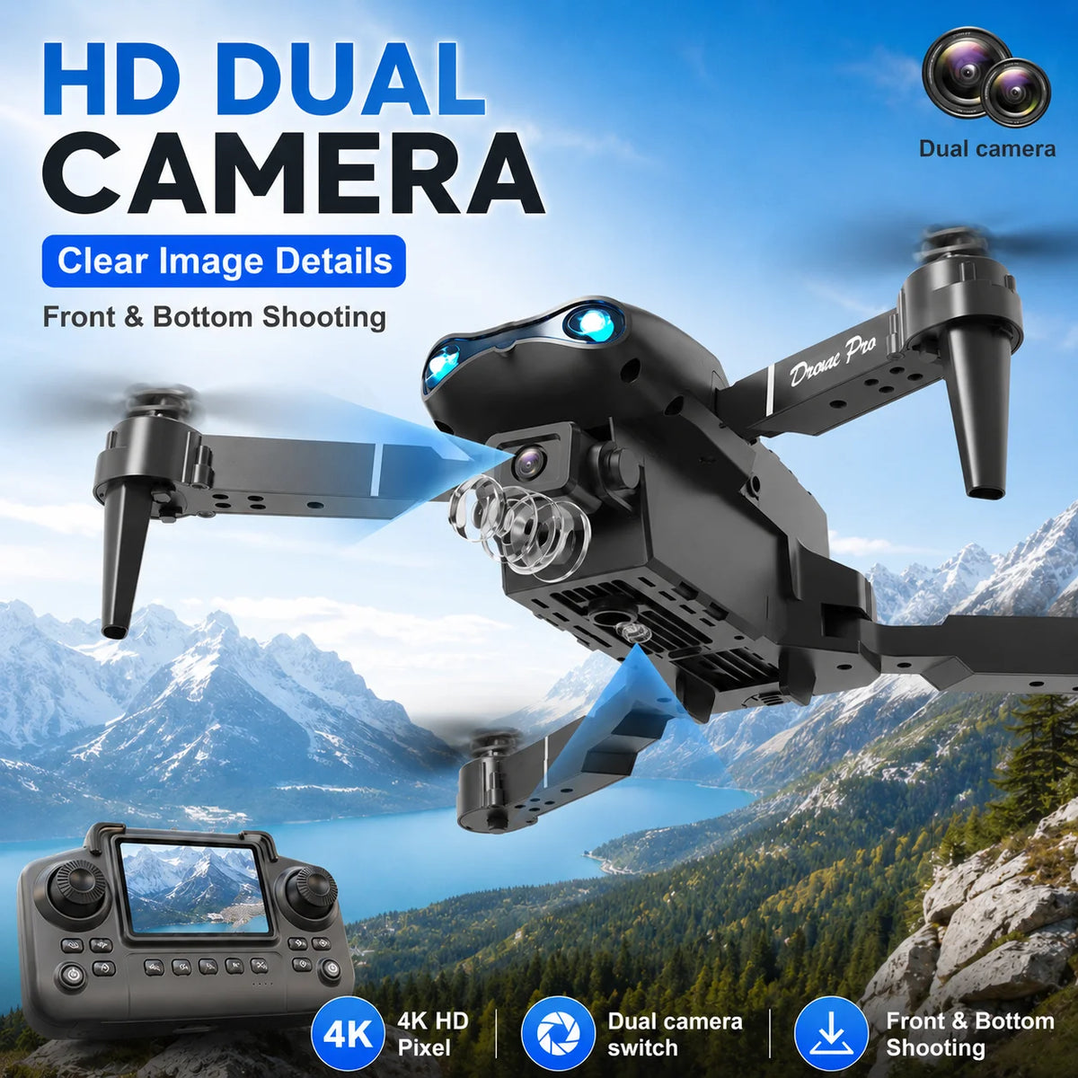 ZNLYRION Foldable 4K Dual Camera RC Drone With App Control