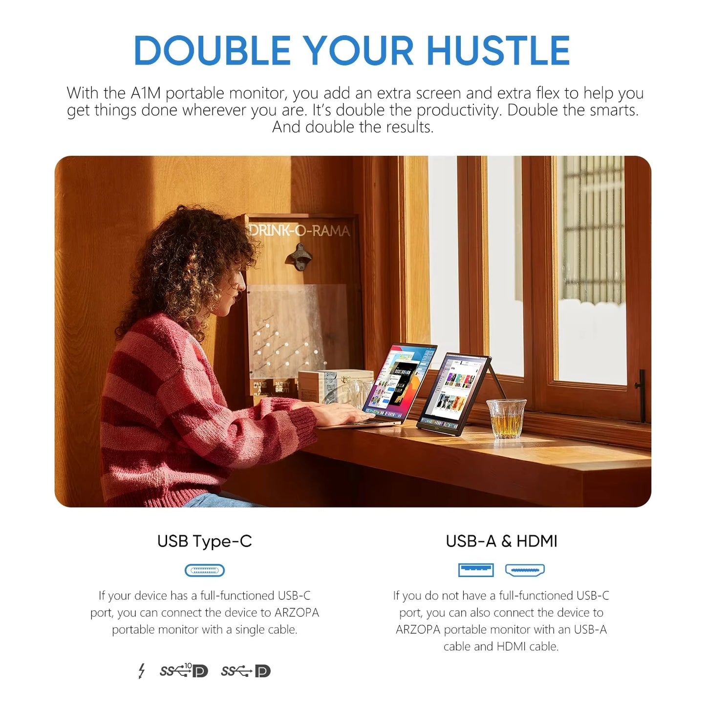 Arzopa A1 Portable FHD USB C HDMI Monitor for Laptop