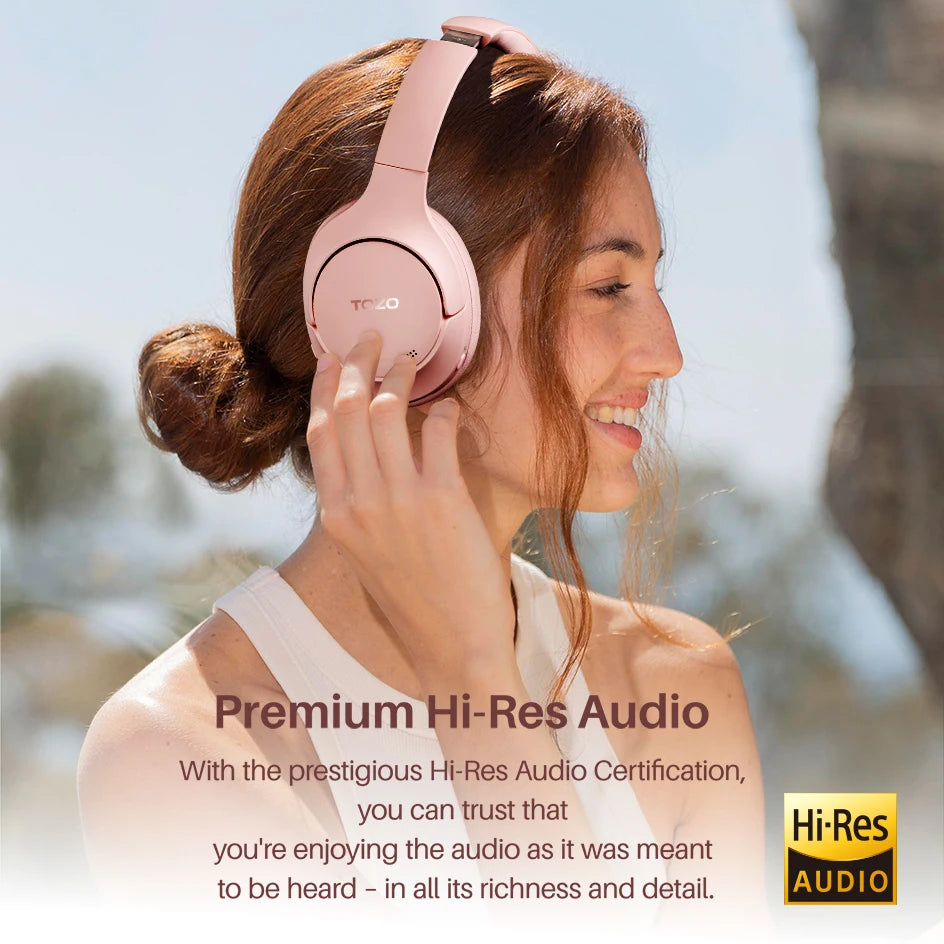 TOZO Hi Res Over Ear Headphones With Mic Hybrid ANC