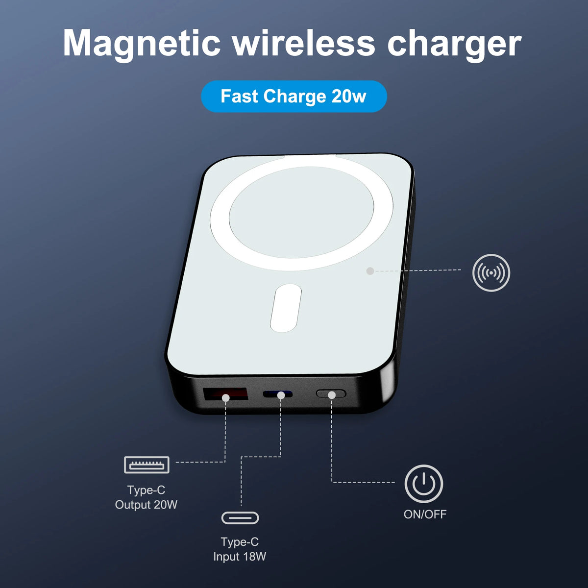 Magnetic Wireless Portable Charger Power Bank for iPhone