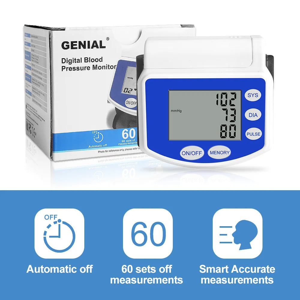 Rechargeable Wrist Blood Pressure Monitor For Home Use