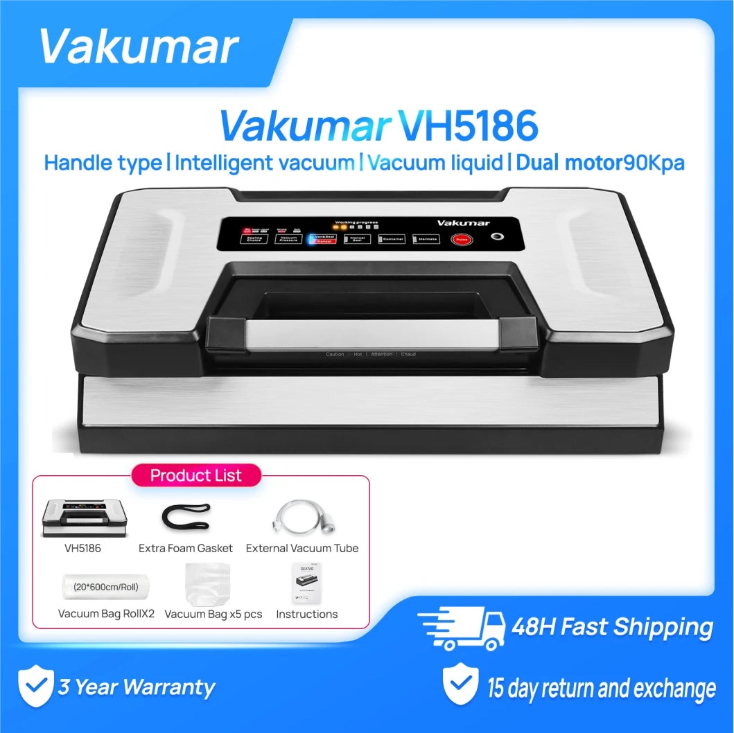 Vakumar VH5186 Kitchen Automatic Vacuum Sealer 2 Rolls Bags