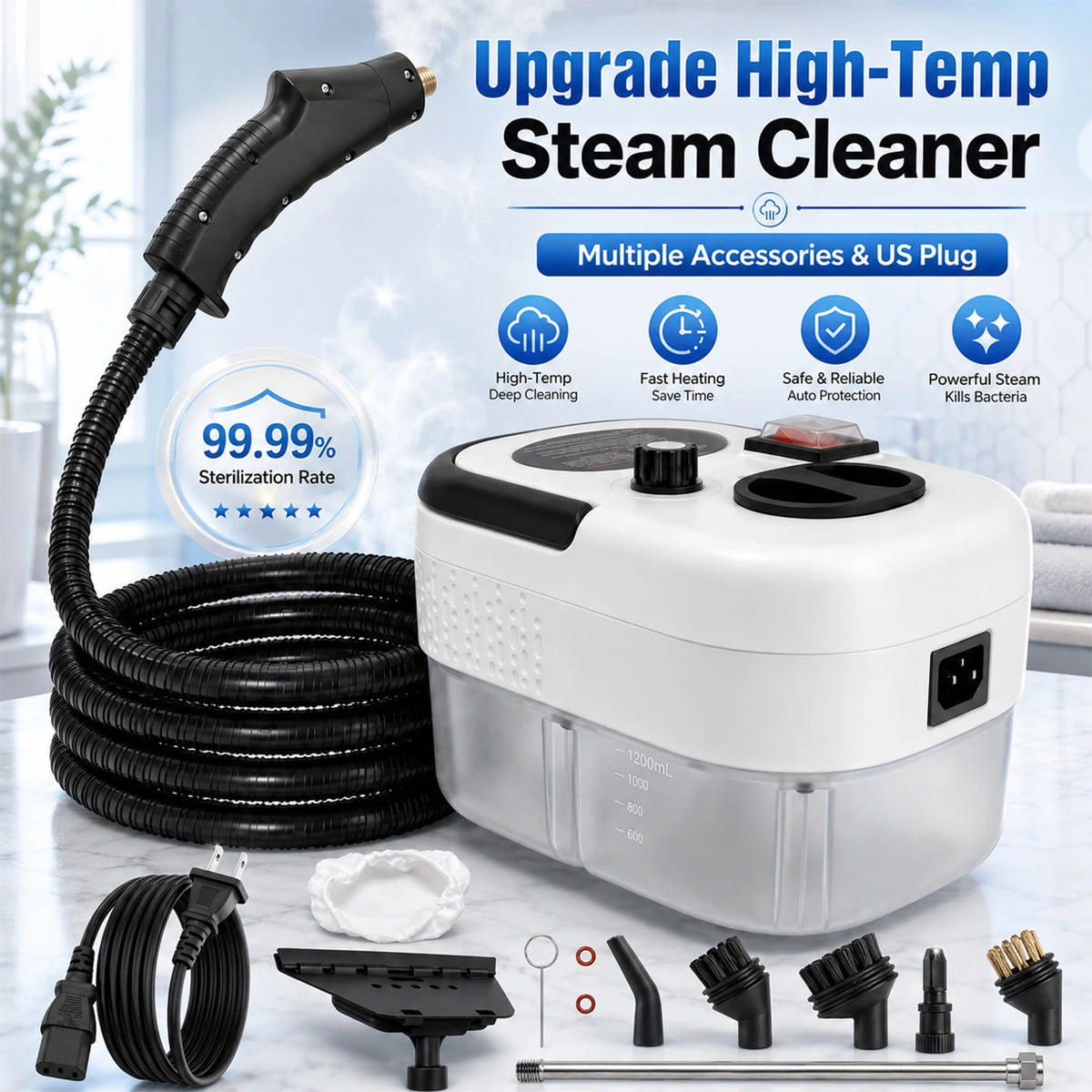 2500W Handheld Steam Cleaner With Accessories