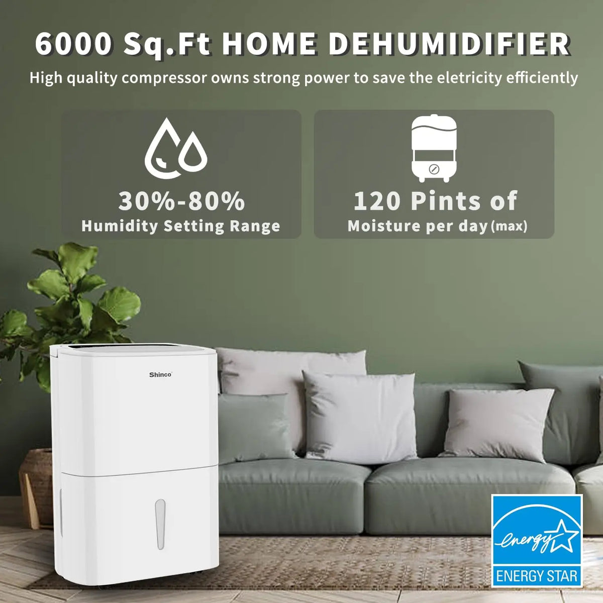 Shinco 120 Pint Energy Star Dehumidifier