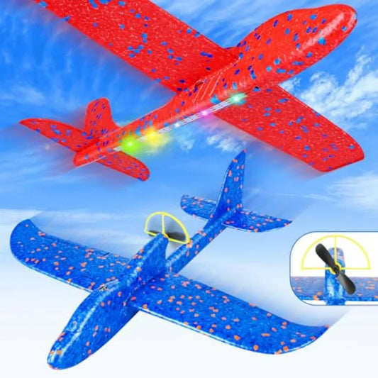 Electric Foam Airplane Toy Two Pack LED Planes Outdoor