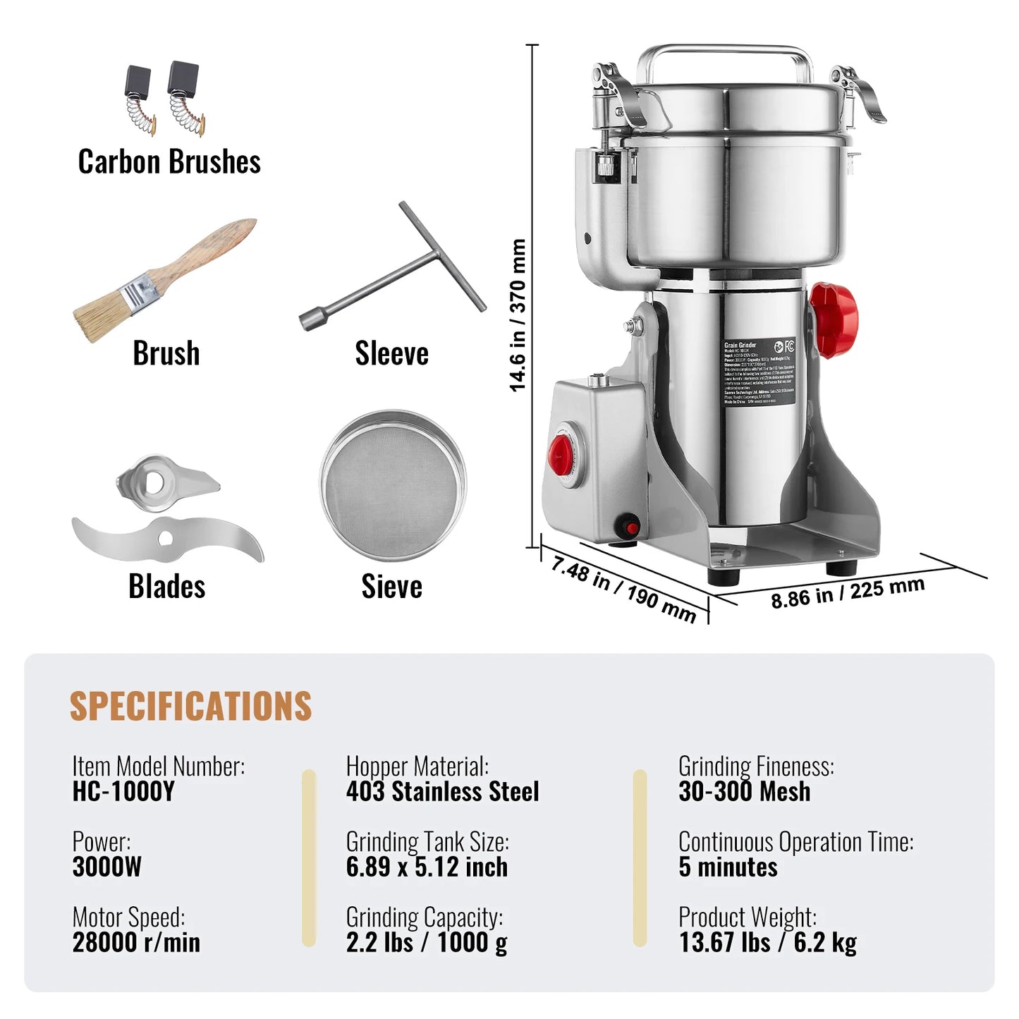 SucceBuy Electric Grain Mill Grinder For Spices And Grains