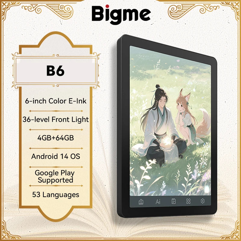 Bigme B6 Ebook Reader Android 14 Front Light