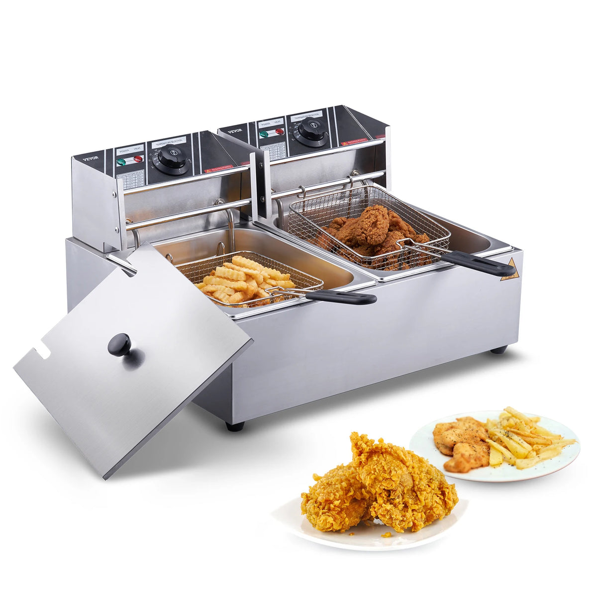 SucceBuy 12L Electric Deep Fryer With Dual Tanks