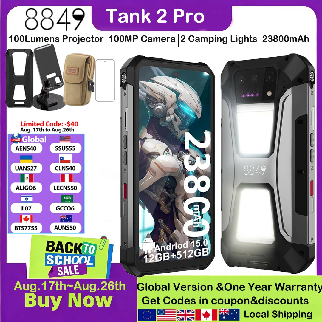 8849 Tank 2 Pro Rugged Android Projector Smartphone