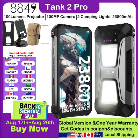 8849 Tank 2 Pro Rugged Android Projector Smartphone