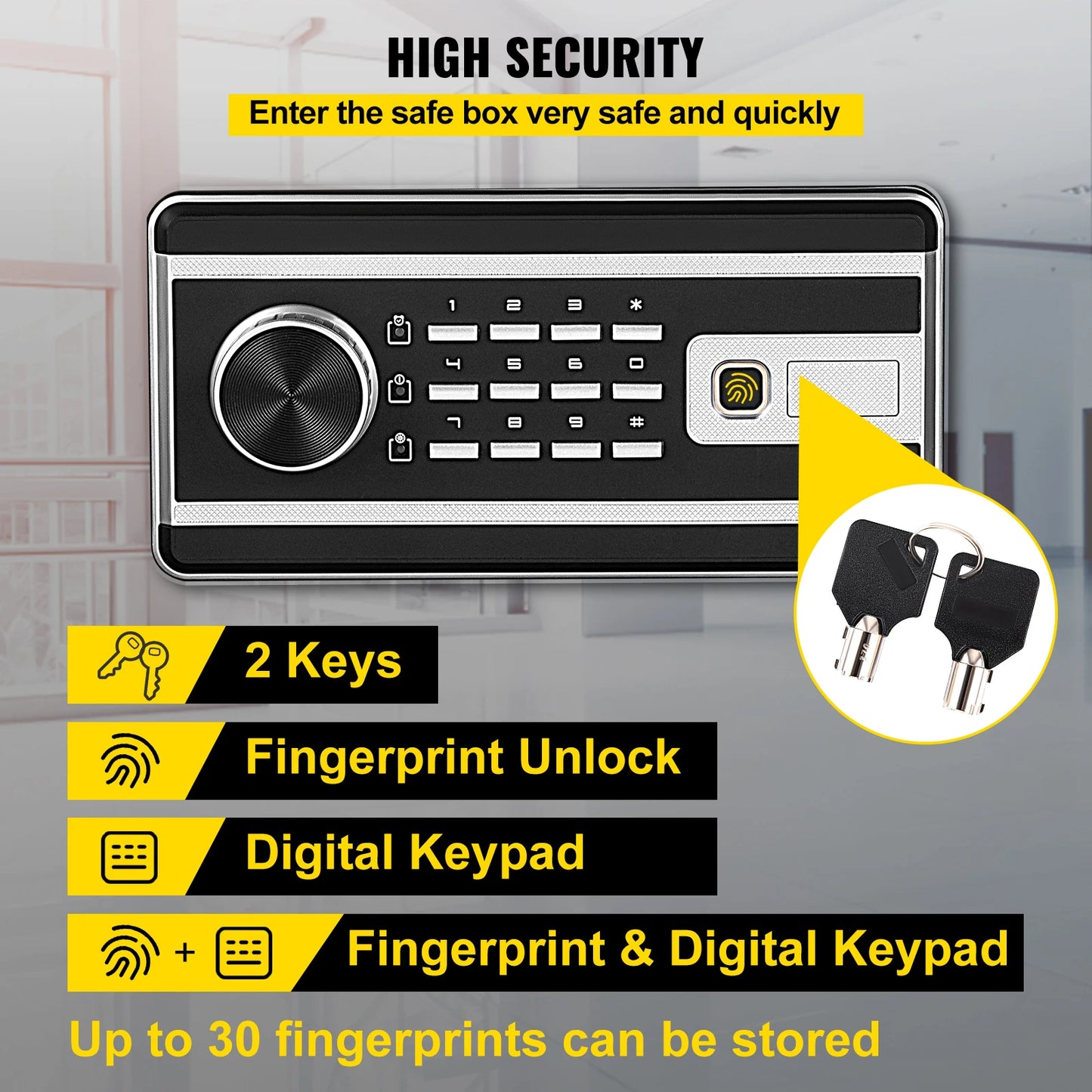 SucceBuy Fingerprint Safe Deposit Box Digital Lock