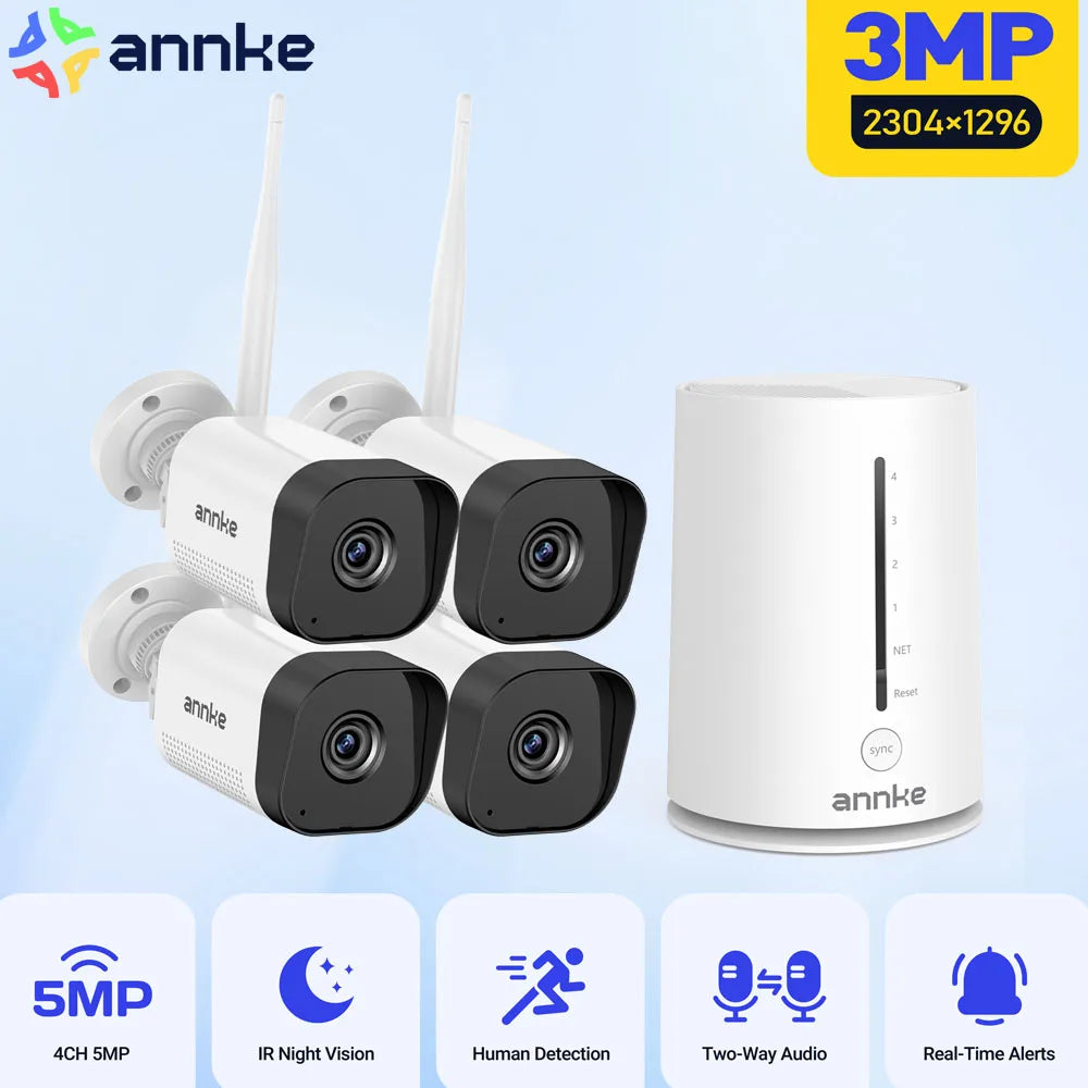 ANNKE Wireless CCTV System 3MP 4CH NVR Video Surveillance