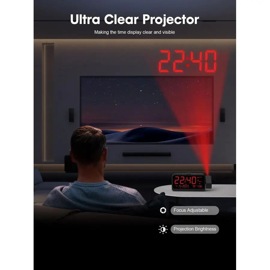 Projection Alarm Clock With Ceiling Projector And Alarms