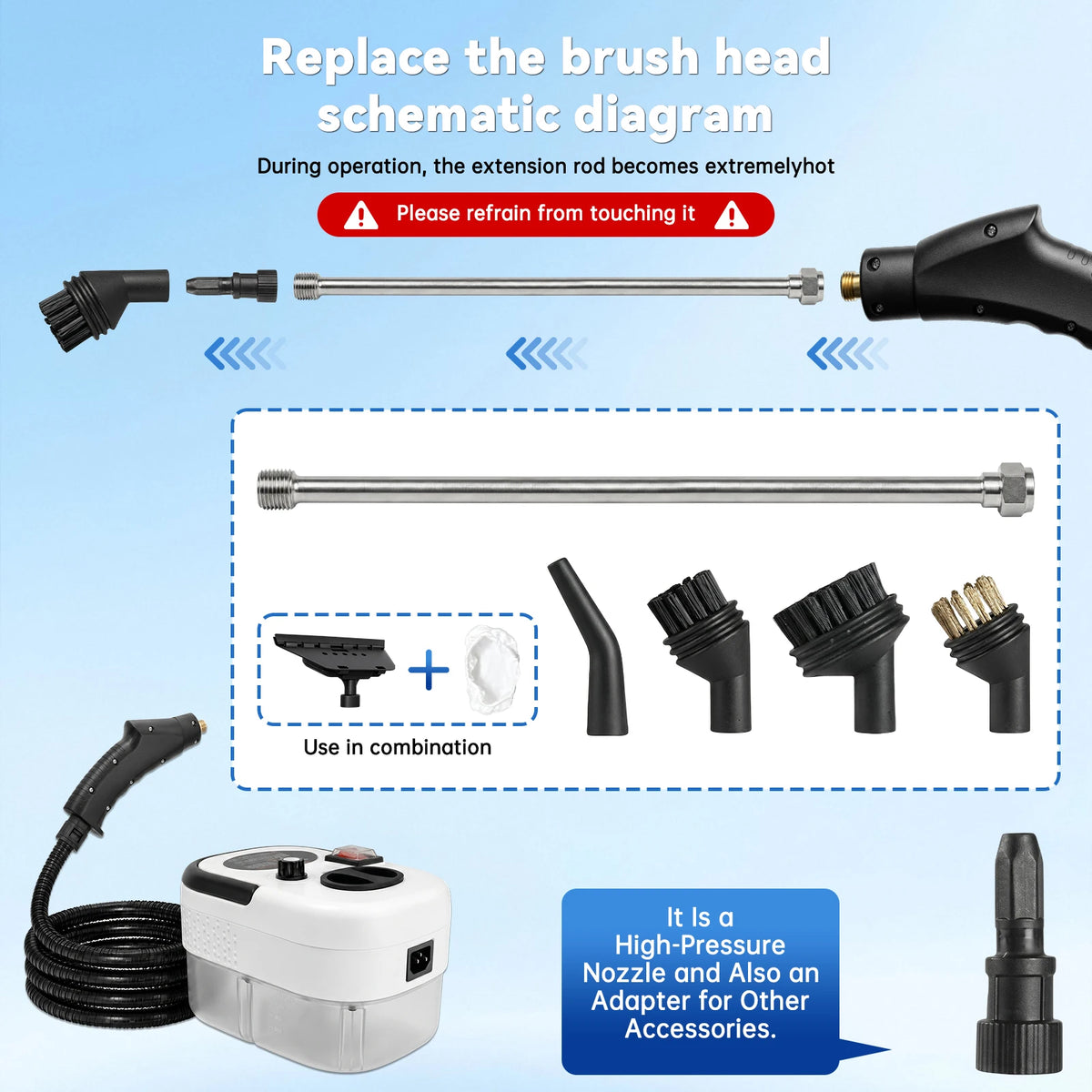 2500W Handheld Steam Cleaner With Accessories