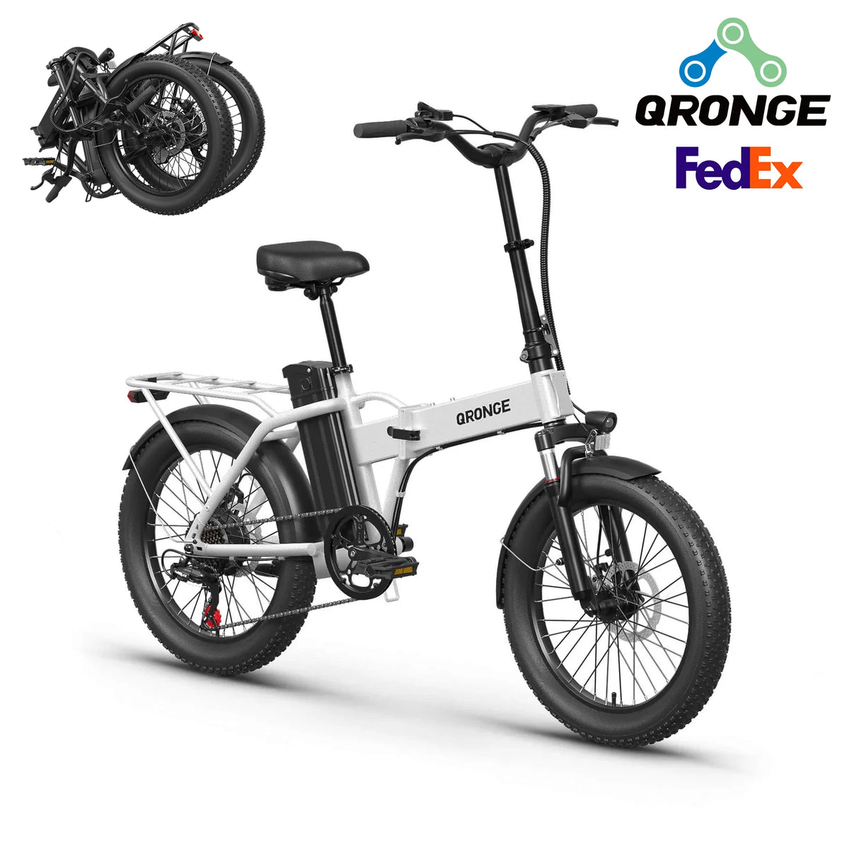 QRONGE Waterfall Folding Fat Tire Electric Bicycle