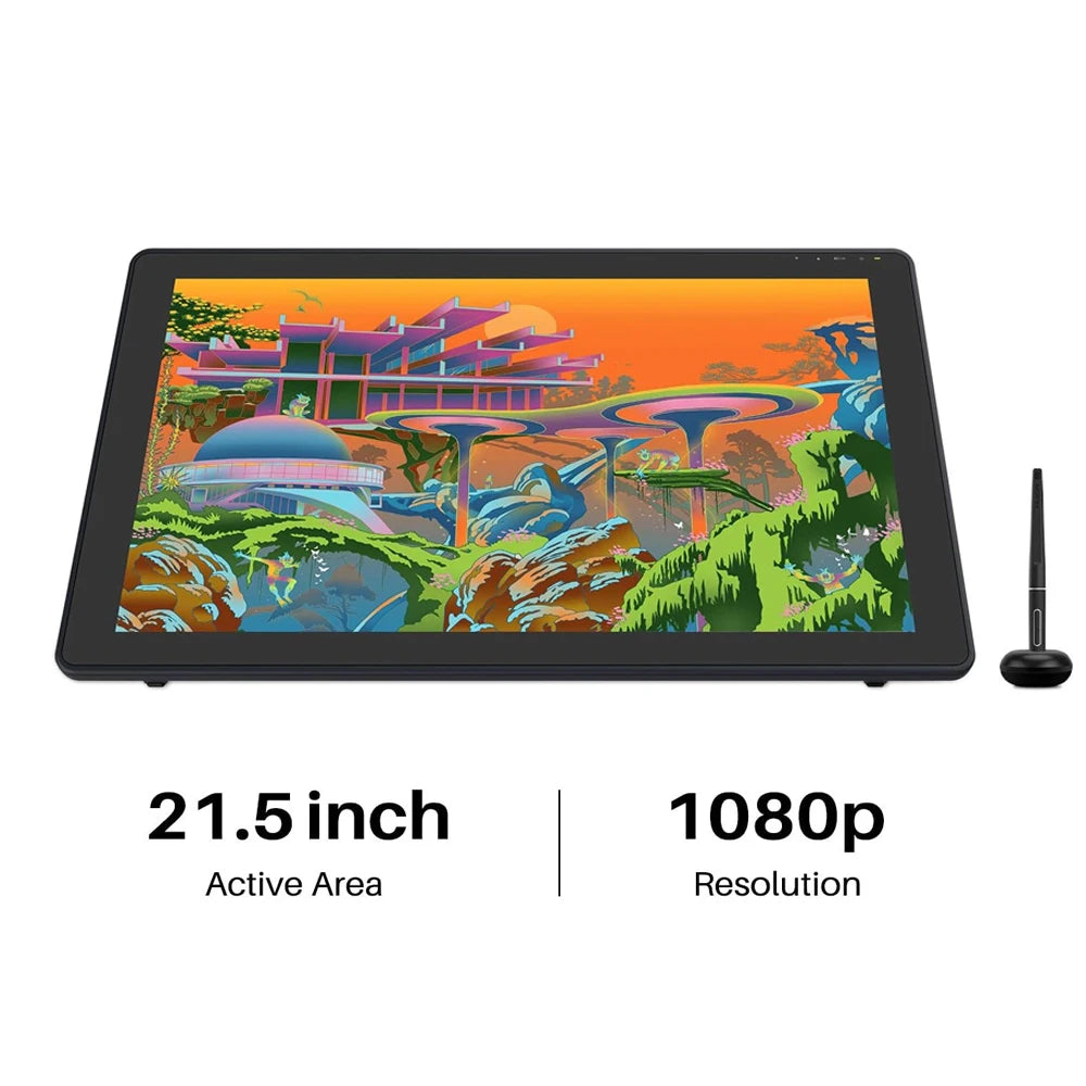 21.5 Inch Huion Graphics Tablet Monitor Kamvas 22 with 120%~140% sRGB Drawing Tablet Support Linux MacOS Laotop Android USB3.1