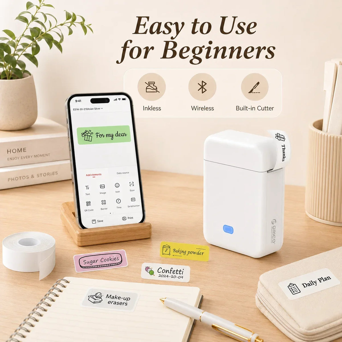 Orico Portable Wireless Bluetooth Thermal Label Printer