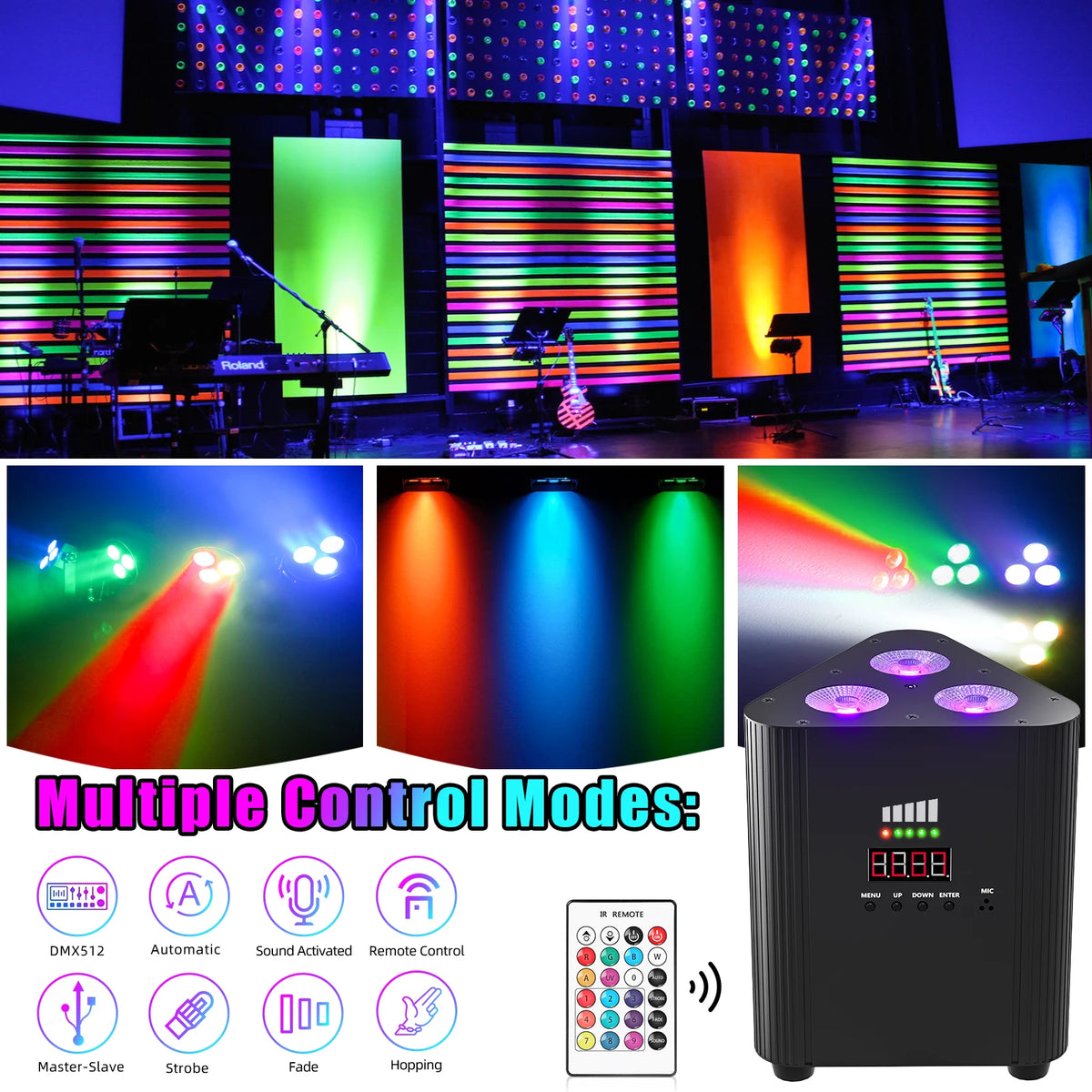 U'King RGBW LED DMX Wireless Stage Par Light